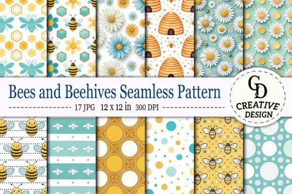 Download Bees and Beehives Seamless Pattern - Seamless pattern Collection