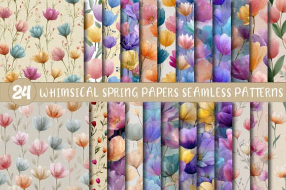 Download Whimsical Spring Papers Seamless Pattern - Seamless pattern Collection