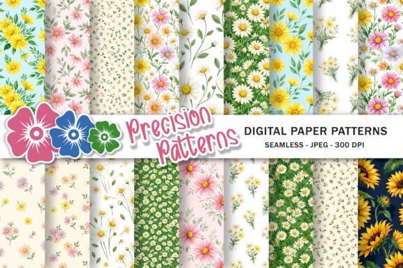 Download Daisy Seamless Pattern Set - Seamless pattern Collection