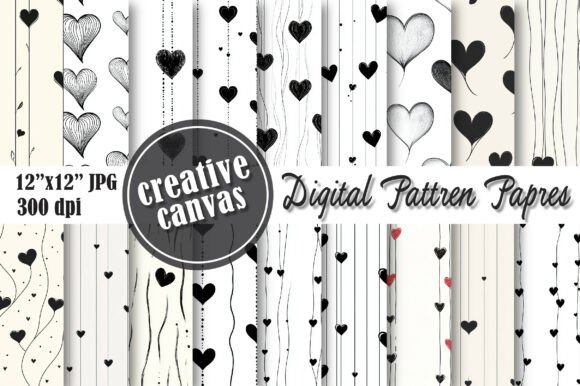 Download Black and White Heart Seamless Pattern - Seamless pattern Collection
