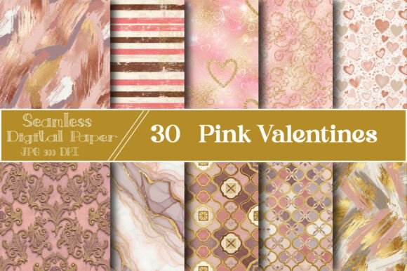 Download Pink Valentines Seamless Pattern - Set - Seamless pattern Collection