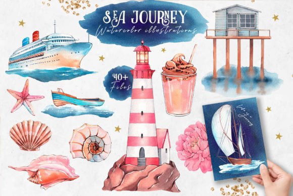 Download Sea Journey. Watercolor Illustrations - Illustrations Collection