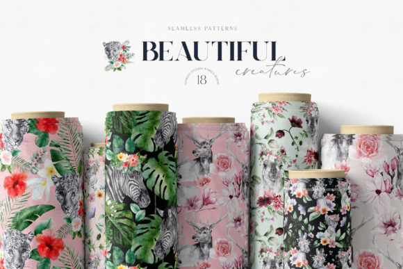 Download Animals and Flowers Seamless Patterns - Seamless pattern Collection