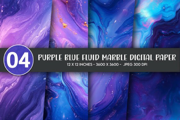 Download Purple Blue Fluid Marble Digital Paper - Premium Resources