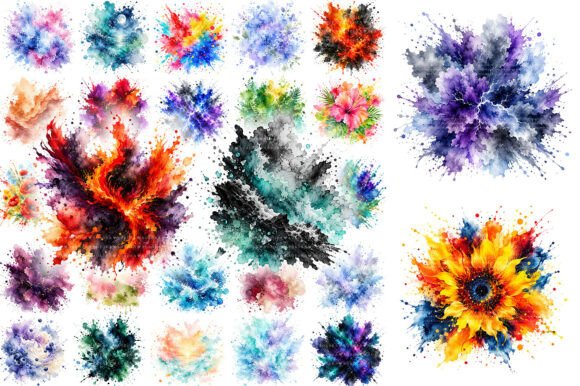 Download 100 Colorful Watercolor Splash Clipart - Splash Collection
